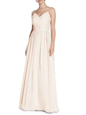 Weddington Way Jocelyn Champagne Lace Chiffon Gown Sz 2 Prom Wedding
